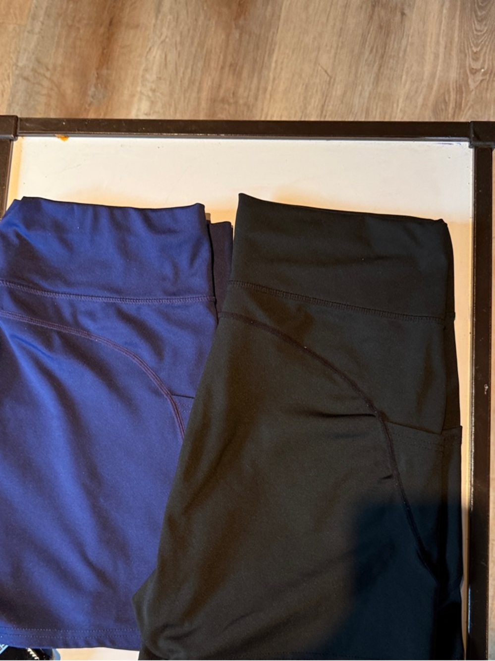 Women's High-Waist Bike Shorts, Black and Deep Blue